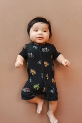 Zipper Shortall Romper in Monster Truck
