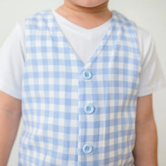 Tuxedo Vest in Gingham Breeze