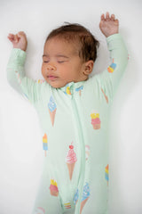 Zippered Footie in Mint Ice Cream