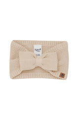 Chunky Knit Bow Headband in Almond