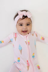 Zippered Romper in Sakura Ice Cream