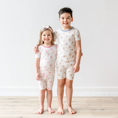 Short Sleeve Pajamas in Teddy Bear