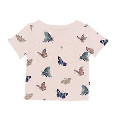 Toddler Crew Neck Tee in Blush Butterfly