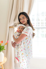 Women's Short Sleeve Cropped Pajama Set in Tulip