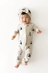 Zippered Romper in Fluffy Cat