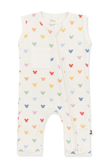 Zippered Sleeveless Romper in Pastel Mickey Mouse