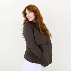 Women's French Terry Nursing Hoodie in Espresso