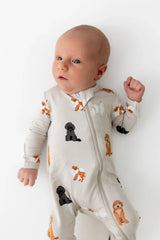 Zippered Romper in Fluffy Dog
