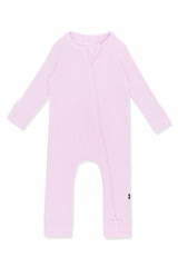 Ribbed Zipper Romper in Thistle