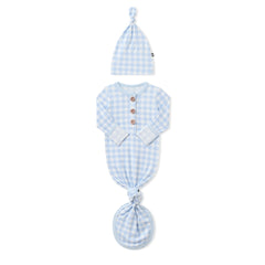 Knotted Gown with Hat Set in Gingham Breeze