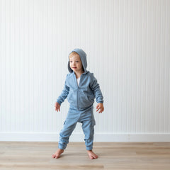 Fleece Zip Up Hoodie in Slate