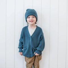 Chunky Knit Ribbed Beanie in Atlantic