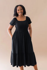 Women’s Smocked Dress in Midnight