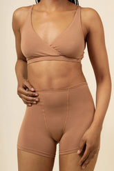 Women's Cross Front Bralette in Latte