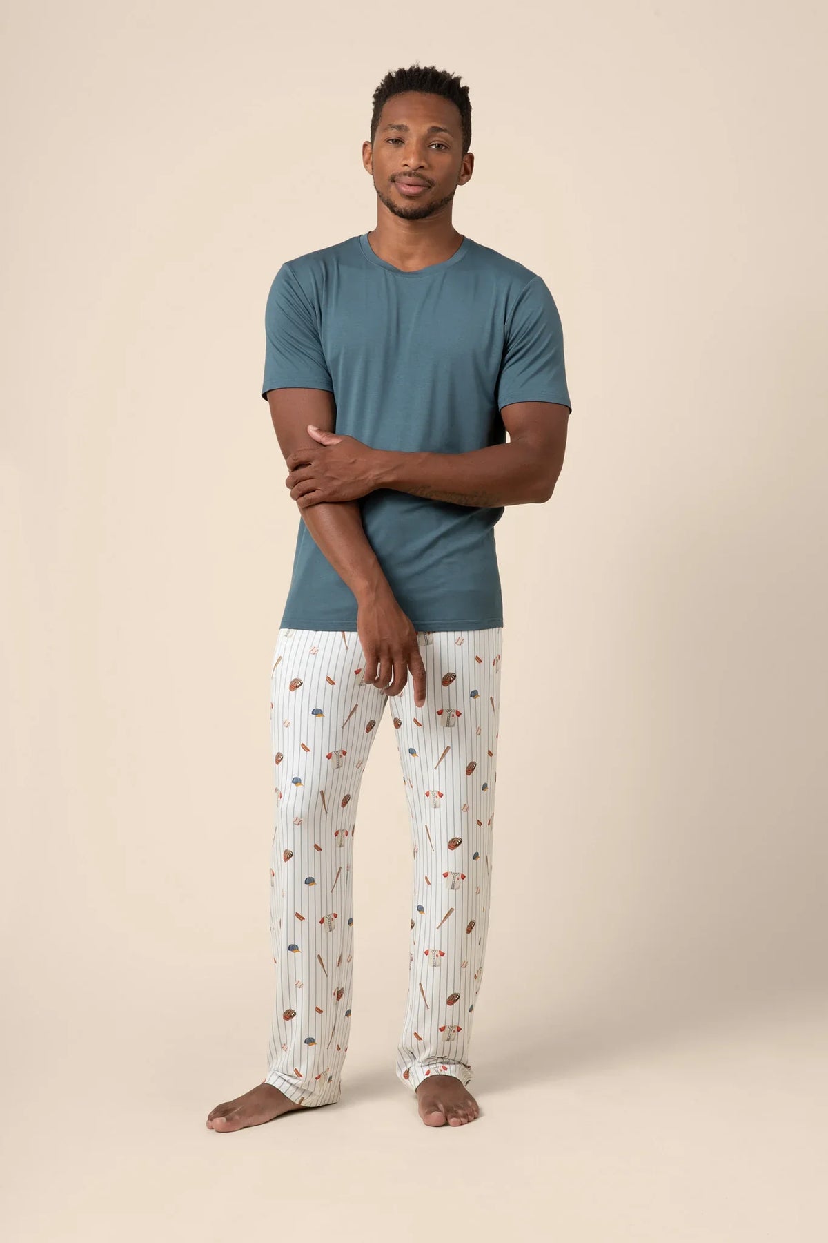 Men's Short Sleeve & Pant PJ Set in Home Run