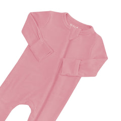 Ribbed Zipper Romper in Apple Blossom
