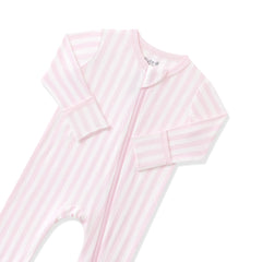 Zippered Romper in Small Sakura Stripe