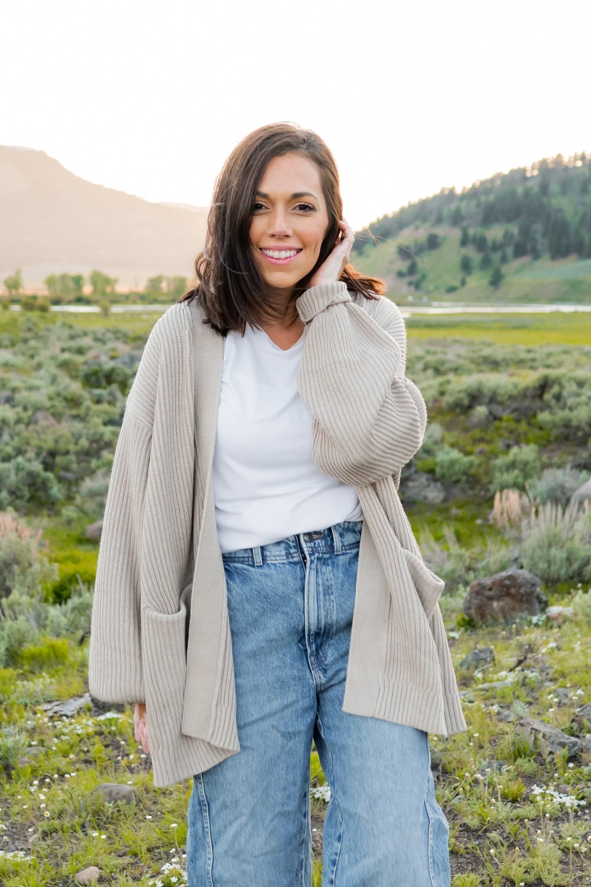 Chunky Knit Women's Oversized Cardigan in Oat