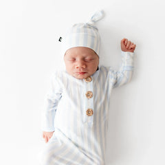 Knotted Gown with Hat Set in Small Mist Stripe