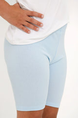 Ribbed Toddler Biker Shorts in Breeze