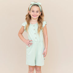 Flutter Sleeve Romper in Basil