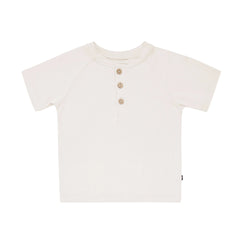 Short Sleeve Toddler Henley Tee in Oat