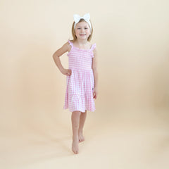 Smocked Dress in Gingham Thistle