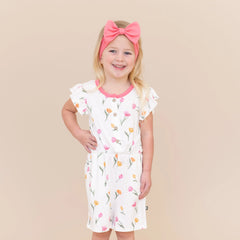 Flutter Sleeve Romper in Tulip