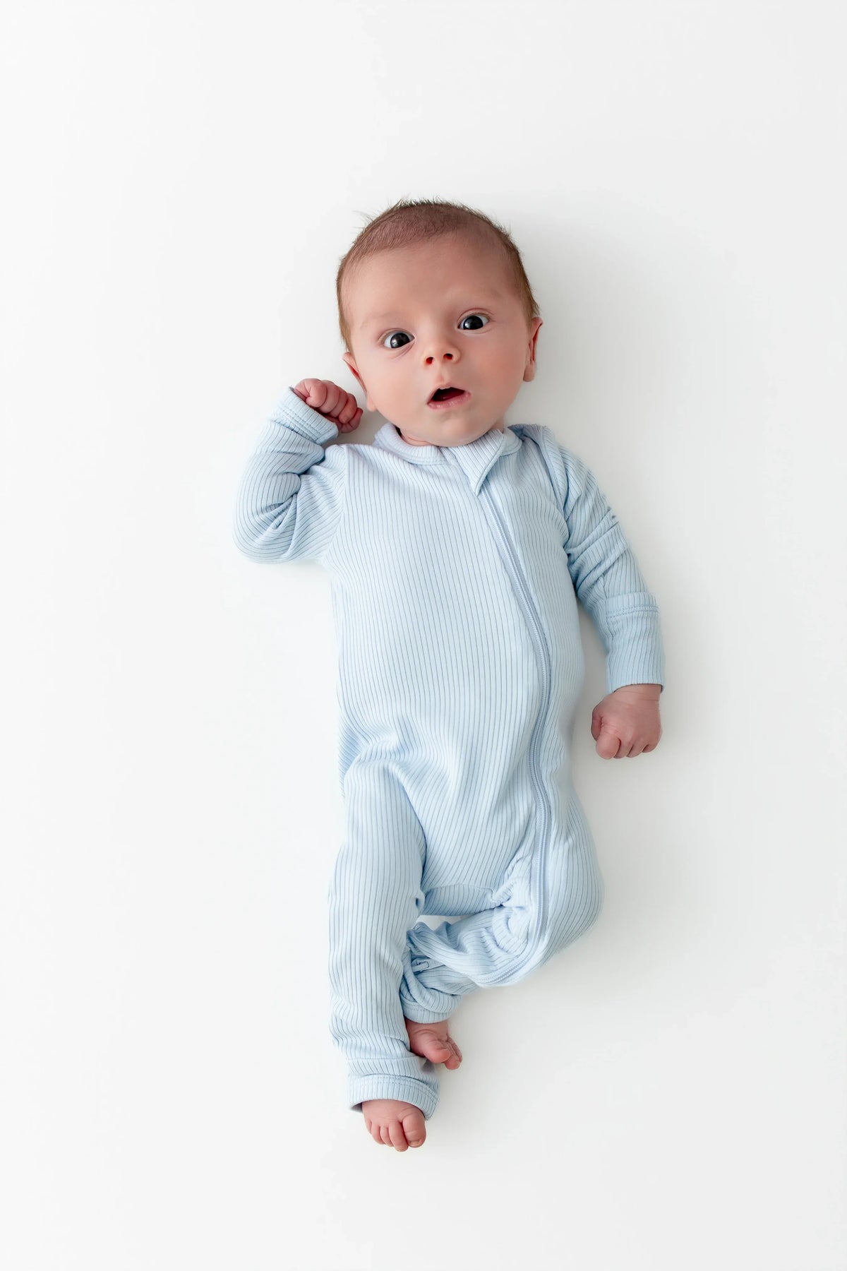 Ribbed Zipper Romper in Breeze