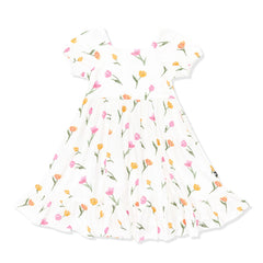 Puff Sleeve Twirl Dress in Tulip