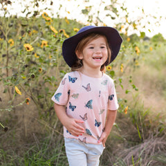 Toddler Crew Neck Tee in Blush Butterfly