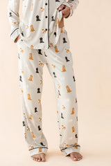 Long-Sleeved Women's Pajama Set in Fluffy Dog