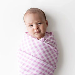 Swaddle Blanket in Gingham Thistle