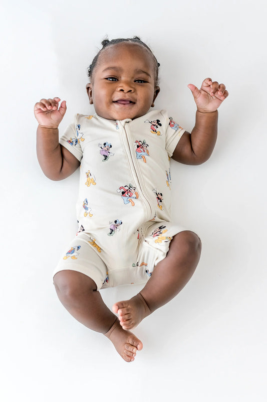 Zipper Shortall Romper in Mickey Mouse and Friends