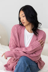 Cable Knit Adult Cardigan in Apple Blossom