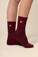 Adult Crew Socks in Burgundy