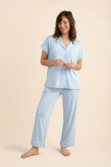 Women's Short Sleeve Cropped Pajama Set in Breeze