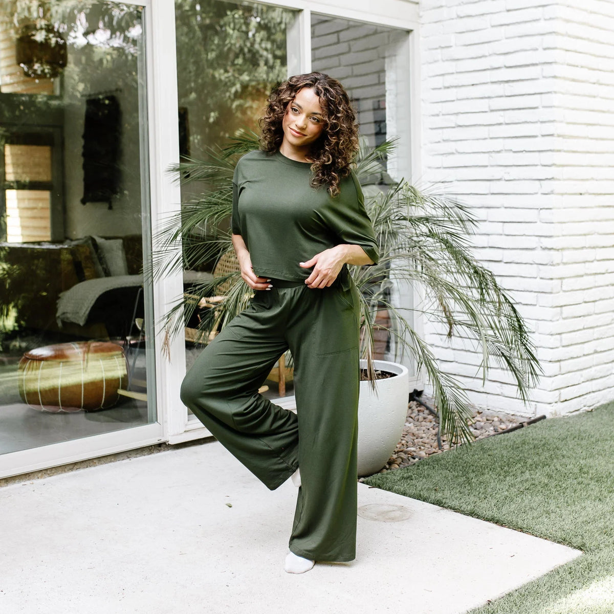 Women's Wide Leg Pant Set in Fir