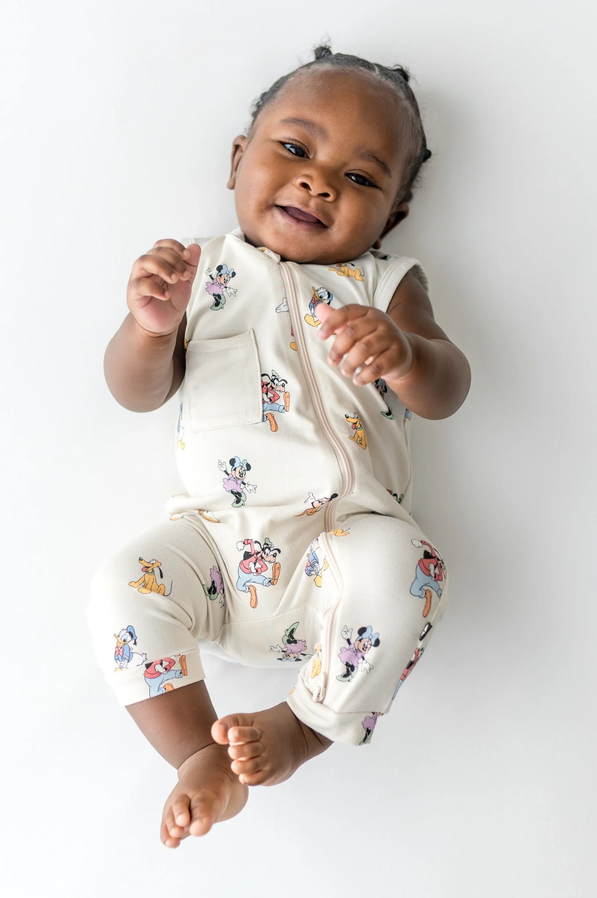 Zippered Sleeveless Romper in Mickey Mouse and Friends