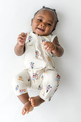 Zippered Sleeveless Romper in Mickey Mouse and Friends