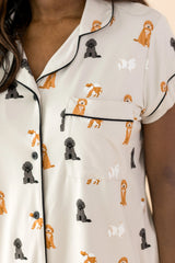 Women's Short Sleeve Pajama Set in Fluffy Dog