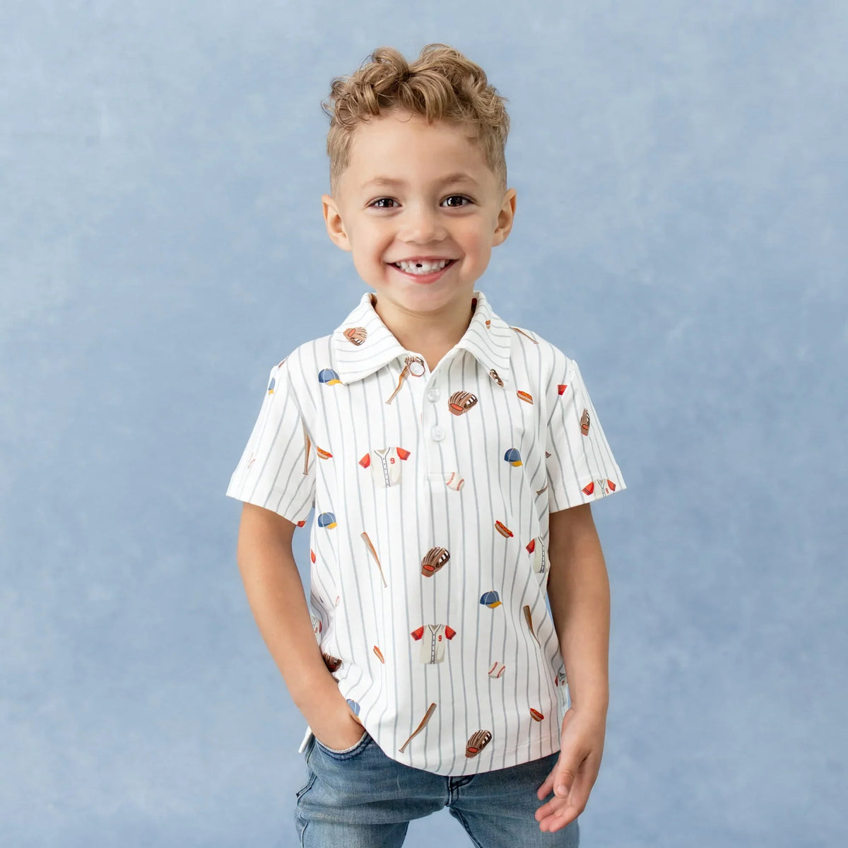 Toddler Short Sleeve Polo in Home Run