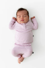 Ribbed Infant Henley Set in Thistle