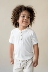 Short Sleeve Toddler Henley Tee in Cloud