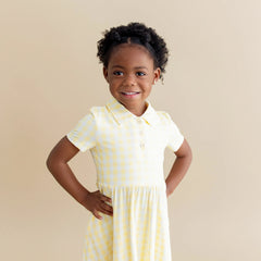 Polo Dress in Gingham Chamomile