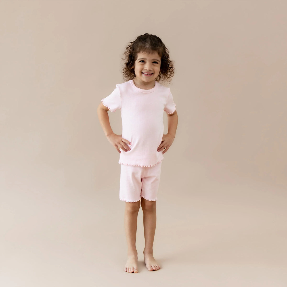 Pointelle Short Sleeve Set in Sakura