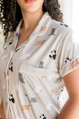 Women's Short Sleeve Pajama Set in Fluffy Cat