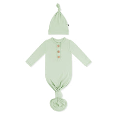 Knotted Gown with Hat Set in Basil