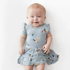 Twirl Bodysuit Dress in Mallard Duck