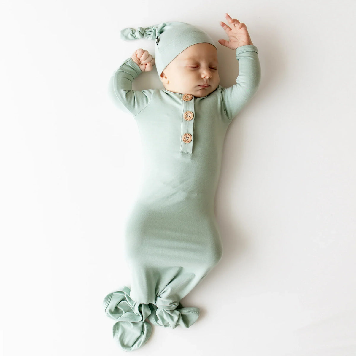 Knotted Gown with Hat Set in Sage